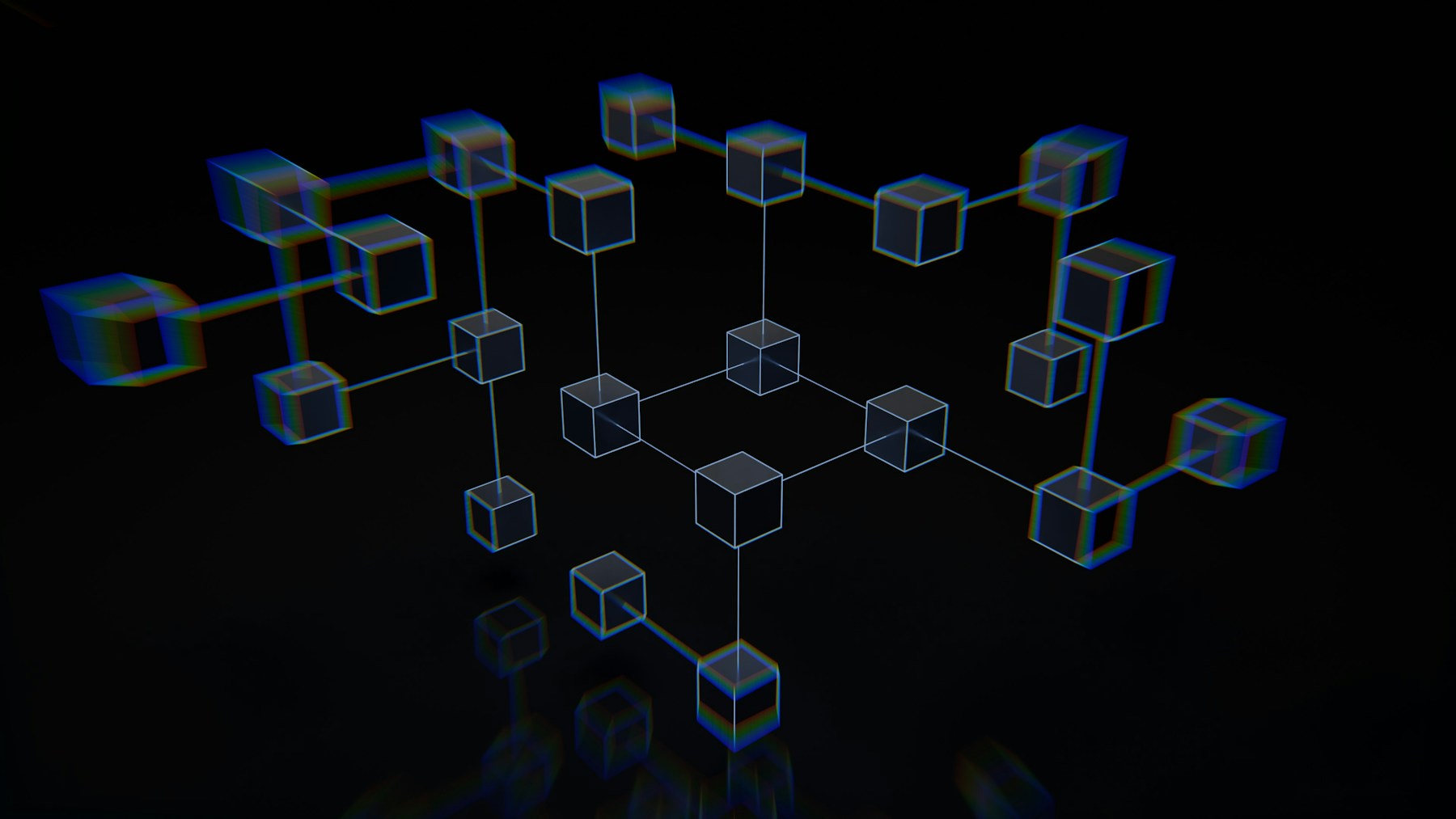 A blockchain network formed by interconnected cubes